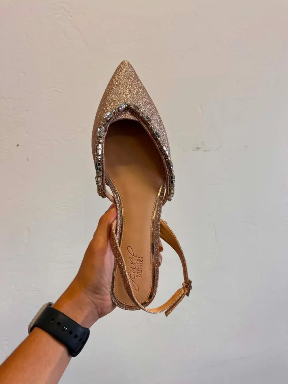 Jewel Badgley Mischka Women's Camden Rose Gold Pointed Flat Size 8 - P1